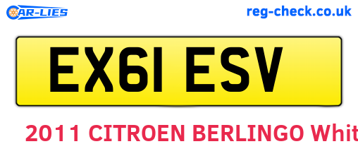 EX61ESV are the vehicle registration plates.