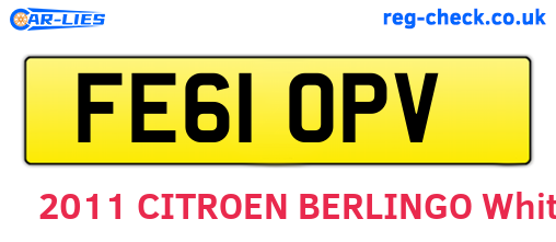 FE61OPV are the vehicle registration plates.