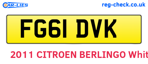 FG61DVK are the vehicle registration plates.