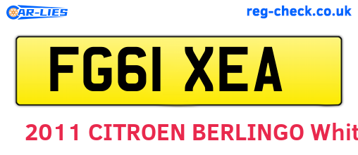 FG61XEA are the vehicle registration plates.