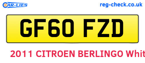 GF60FZD are the vehicle registration plates.