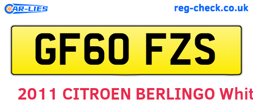 GF60FZS are the vehicle registration plates.