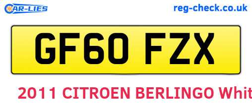 GF60FZX are the vehicle registration plates.