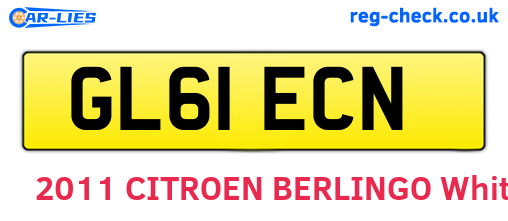 GL61ECN are the vehicle registration plates.
