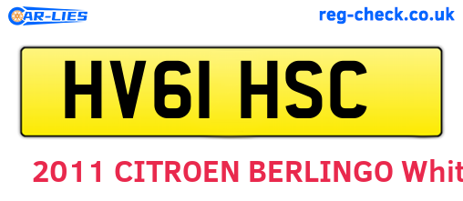 HV61HSC are the vehicle registration plates.