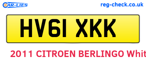 HV61XKK are the vehicle registration plates.