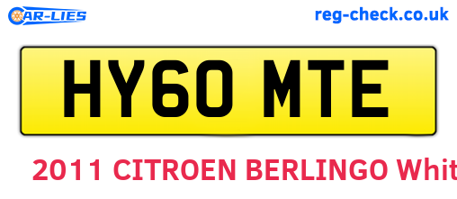 HY60MTE are the vehicle registration plates.