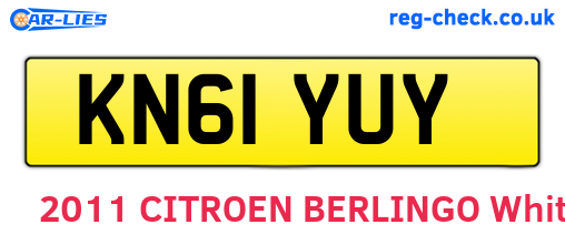 KN61YUY are the vehicle registration plates.