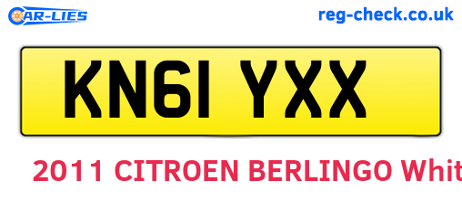 KN61YXX are the vehicle registration plates.
