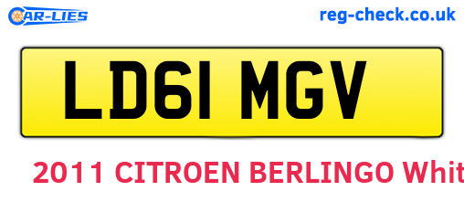 LD61MGV are the vehicle registration plates.
