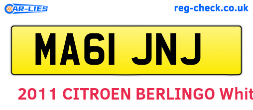 MA61JNJ are the vehicle registration plates.