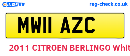MW11AZC are the vehicle registration plates.