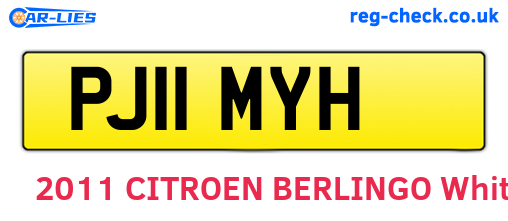 PJ11MYH are the vehicle registration plates.