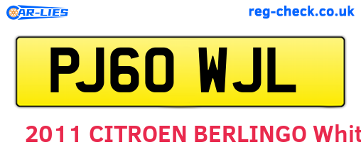 PJ60WJL are the vehicle registration plates.