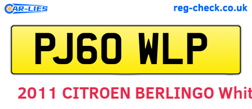 PJ60WLP are the vehicle registration plates.