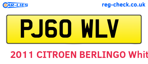 PJ60WLV are the vehicle registration plates.
