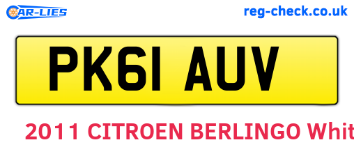 PK61AUV are the vehicle registration plates.