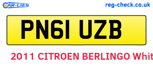 PN61UZB are the vehicle registration plates.