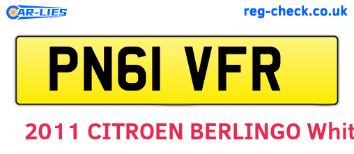 PN61VFR are the vehicle registration plates.