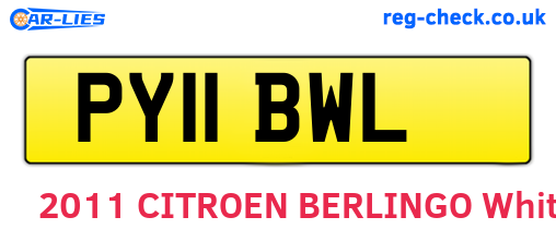 PY11BWL are the vehicle registration plates.