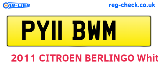 PY11BWM are the vehicle registration plates.
