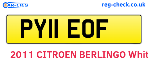 PY11EOF are the vehicle registration plates.