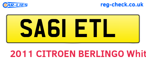 SA61ETL are the vehicle registration plates.