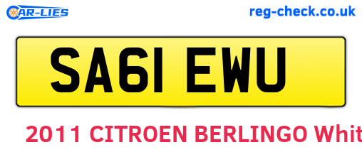 SA61EWU are the vehicle registration plates.