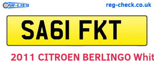 SA61FKT are the vehicle registration plates.
