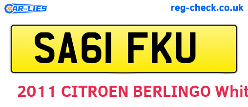SA61FKU are the vehicle registration plates.