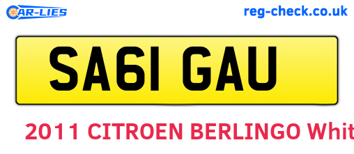 SA61GAU are the vehicle registration plates.