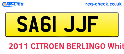 SA61JJF are the vehicle registration plates.