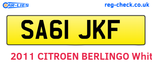 SA61JKF are the vehicle registration plates.