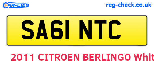 SA61NTC are the vehicle registration plates.