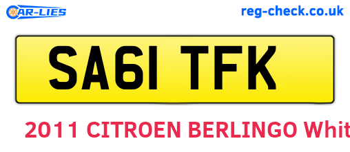 SA61TFK are the vehicle registration plates.