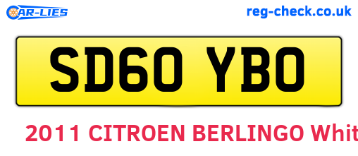 SD60YBO are the vehicle registration plates.