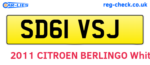 SD61VSJ are the vehicle registration plates.