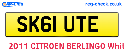SK61UTE are the vehicle registration plates.