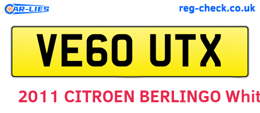 VE60UTX are the vehicle registration plates.
