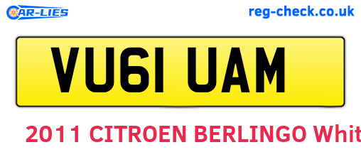 VU61UAM are the vehicle registration plates.