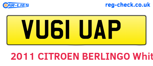 VU61UAP are the vehicle registration plates.
