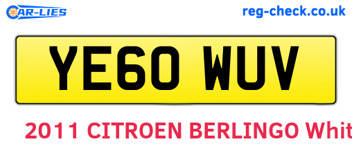 YE60WUV are the vehicle registration plates.