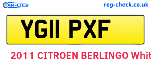 YG11PXF are the vehicle registration plates.