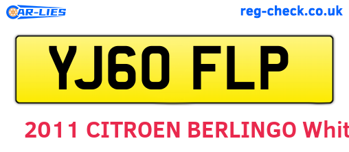 YJ60FLP are the vehicle registration plates.