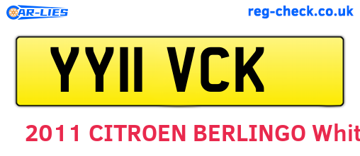 YY11VCK are the vehicle registration plates.