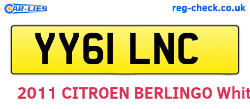 YY61LNC are the vehicle registration plates.