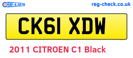 CK61XDW are the vehicle registration plates.