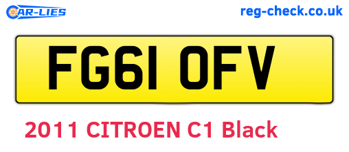 FG61OFV are the vehicle registration plates.