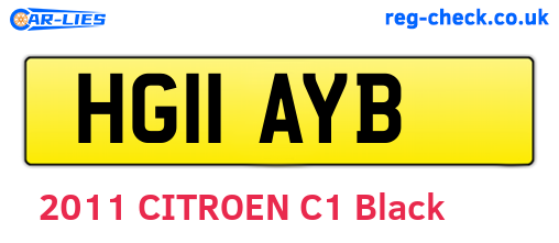 HG11AYB are the vehicle registration plates.