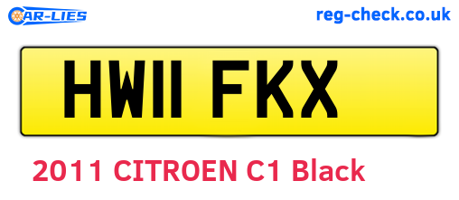 HW11FKX are the vehicle registration plates.